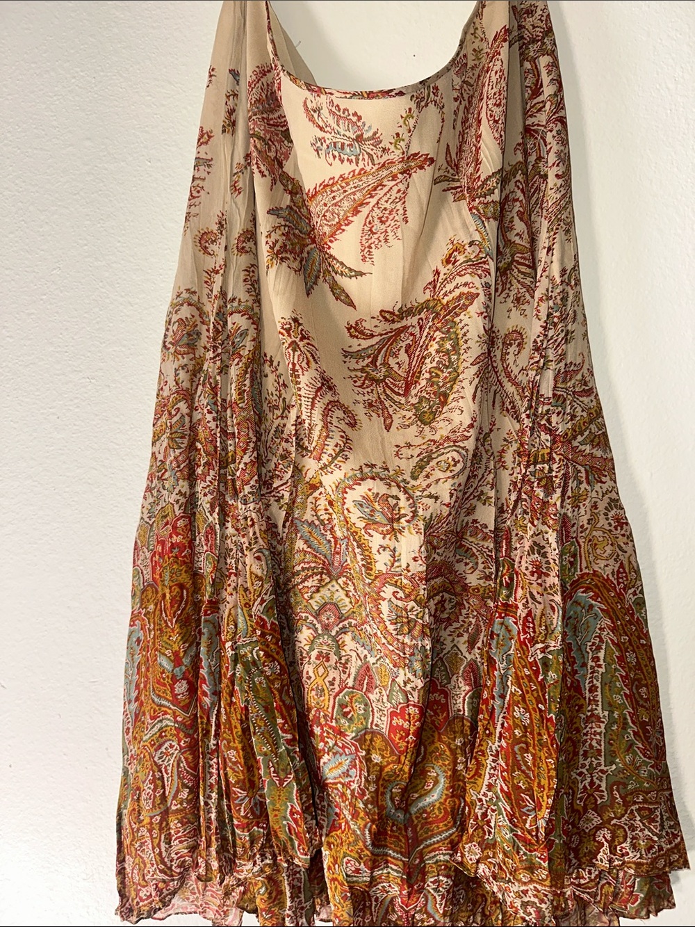 Lauren Ralph Lauren Cream Paisley Tiered Maxi Skirt with Rust & Olive Accents - Picture 3 of 5